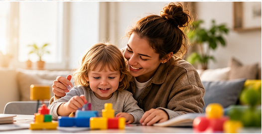 Au pair spending time with a child