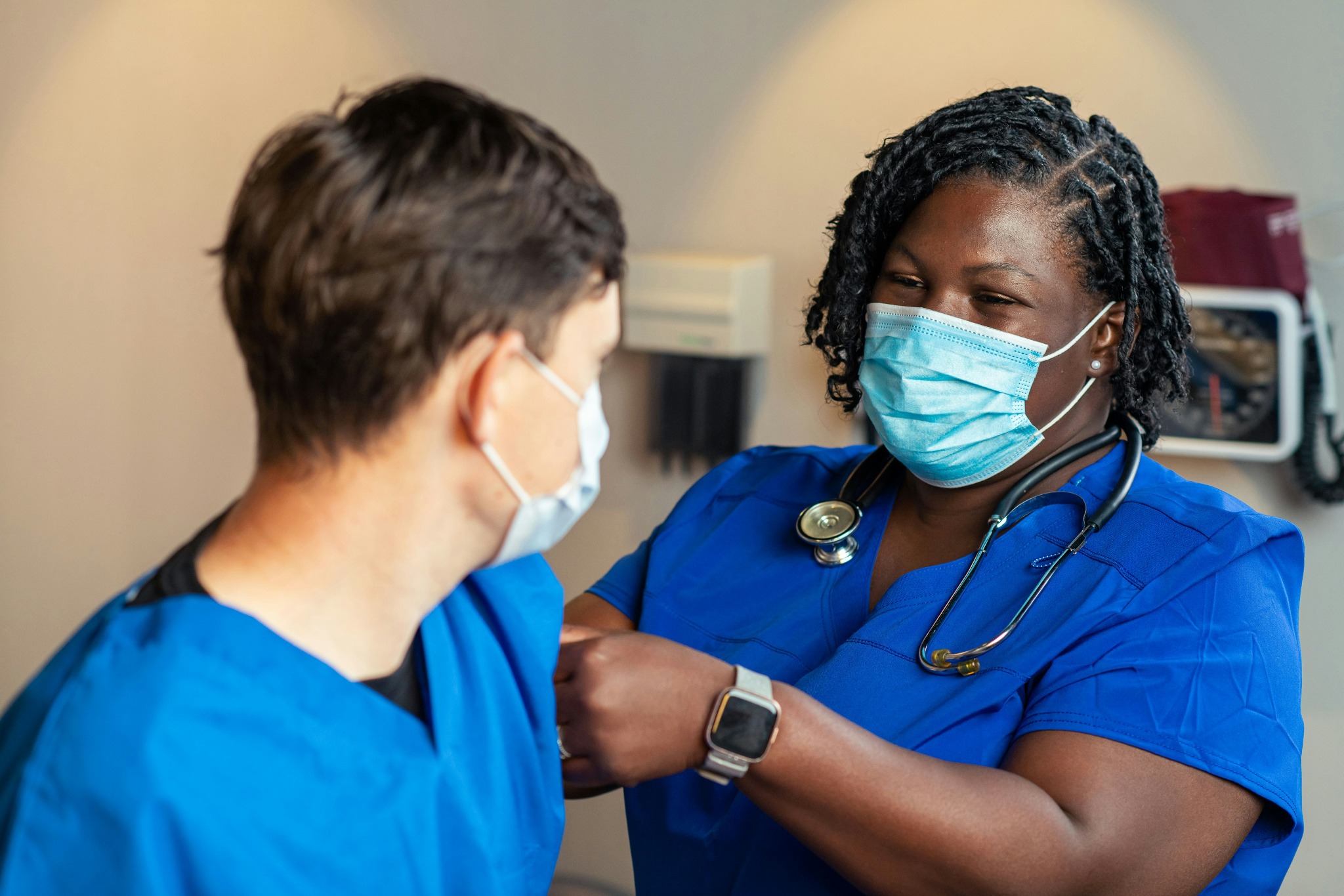 Healthcare professionals in a clinical setting